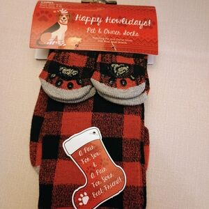 Festive Red and Black Plaid Pet & Owner Socks